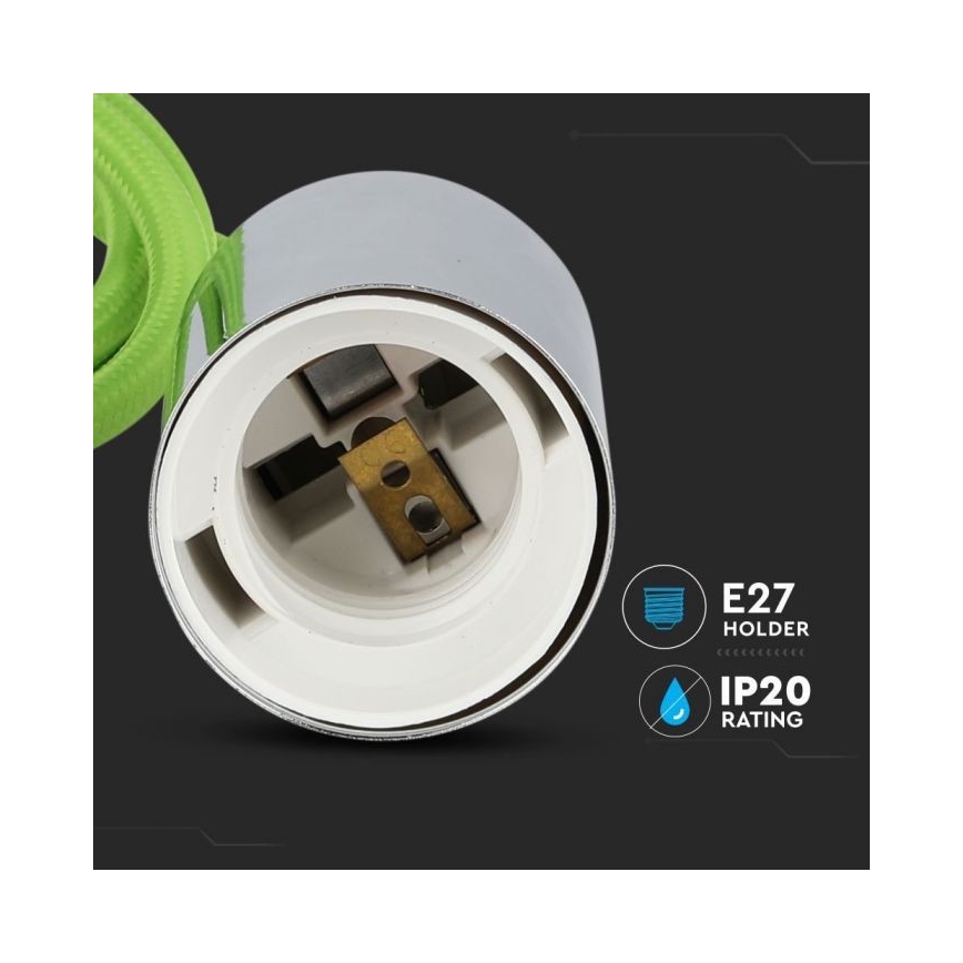 Kabl za napajanje 1xE27/60W/230V zelena/sjajni krom