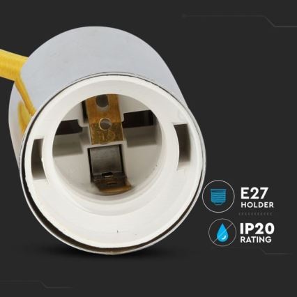 Kabl za napajanje 1xE27/60W/230V žuta/sjajni krom