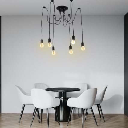 Kabl za napajanje 6xE27/60W/230V pauk crno