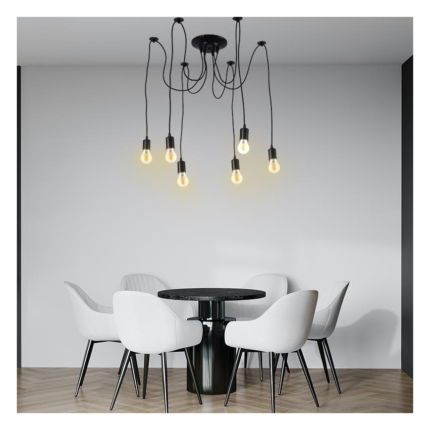 Kabl za napajanje 6xE27/60W/230V pauk crno