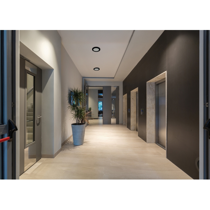 LED Plafonska/ugradbeni Lampa sa senzorom pokreta 2u1 ERGA LED/17W/230V 3000/4000/6500K crno