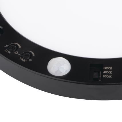LED Plafonska/ugradbeni Lampa sa senzorom pokreta 2u1 ERGA LED/17W/230V 3000/4000/6500K crno