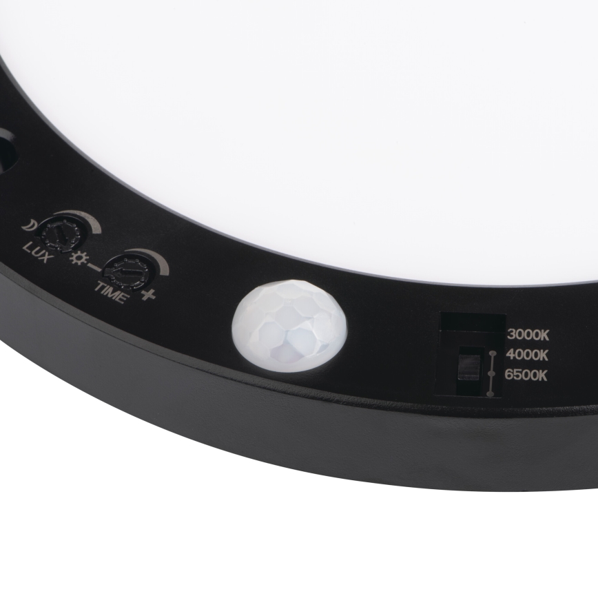 LED Plafonska/ugradbeni Lampa sa senzorom pokreta 2u1 ERGA LED/17W/230V 3000/4000/6500K crno