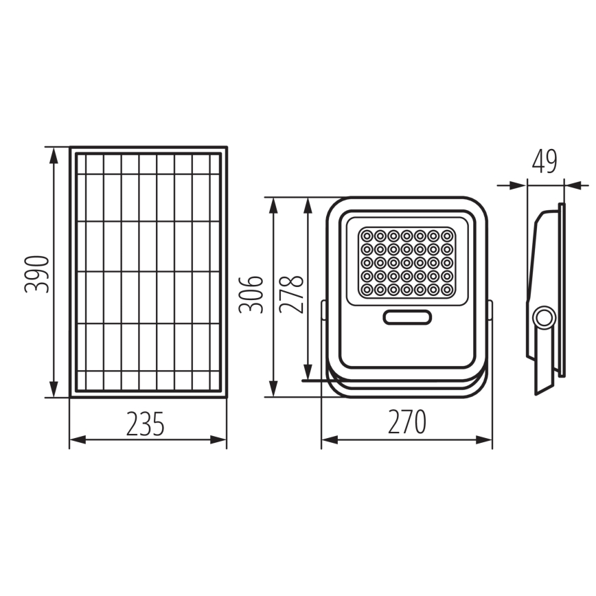 LED Prigušivi reflektor sa solarnim panelom i senzorom za dan/noć LED/15W/15000 mAh 3,2V IP65 + Daljinski upravljač
