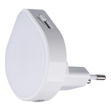 Kanlux 37396 - LED Prigušiva orijentacijska lampa sa senzorom za dan/noć za utičnicu ULOV LED/0,5W/230V bela