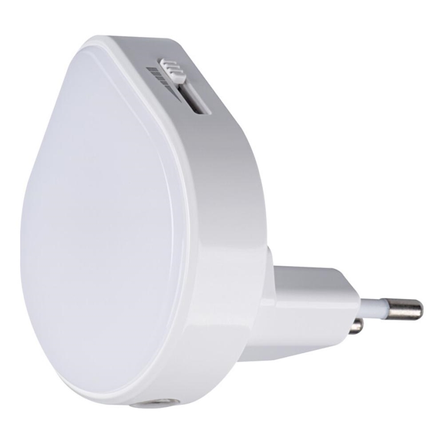 Kanlux 37396 - LED Prigušiva orijentacijska lampa sa senzorom za dan/noć za utičnicu ULOV LED/0,5W/230V bela