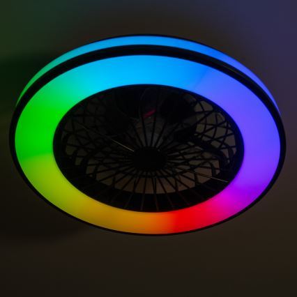 LED RGBW Prigušiva plafonjera sa ventilatorom PLAVE LED/48W/230V 3000/4000/6500K + Daljinski upravljač