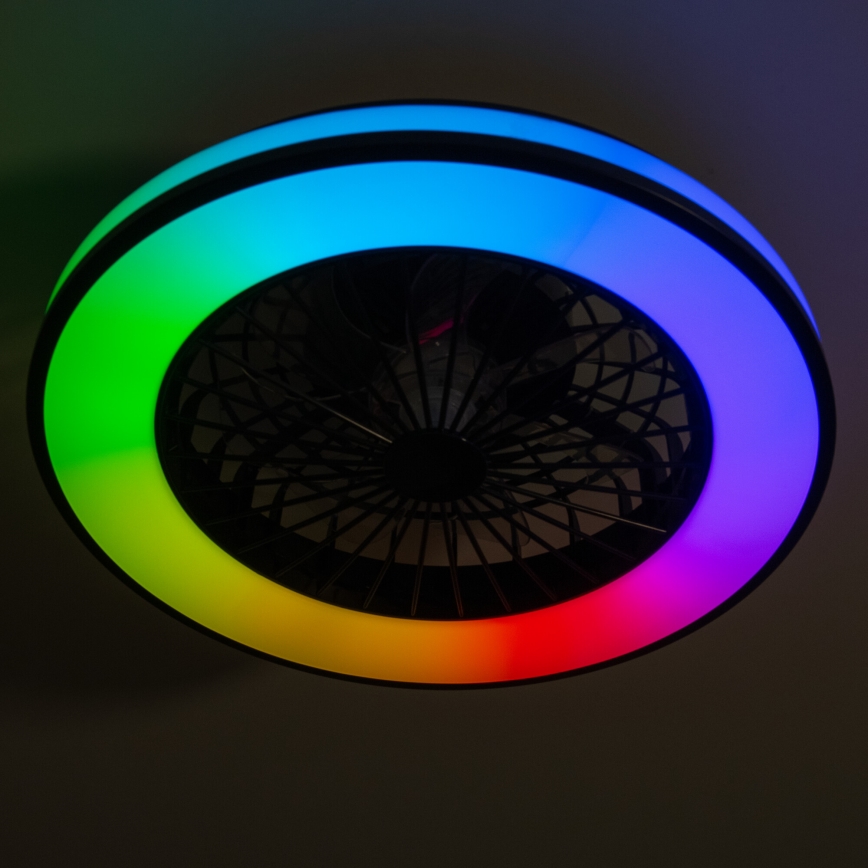 LED RGBW Prigušiva plafonjera sa ventilatorom PLAVE LED/48W/230V 3000/4000/6500K + Daljinski upravljač