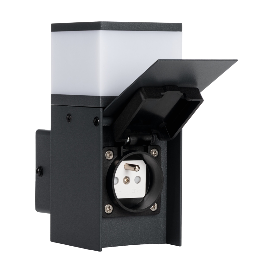 Spoljašnja zidna lampa sa utičnicom DASTEN 1xG9/11W/230V IP44 crno