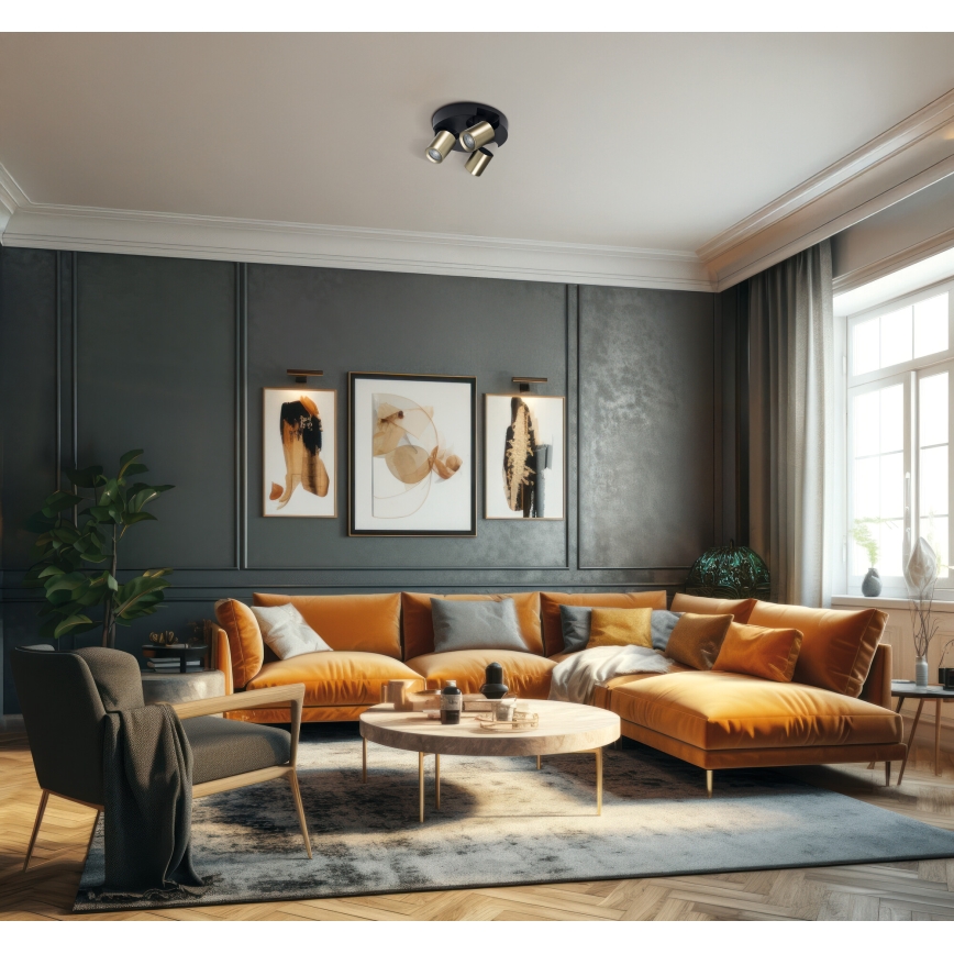 Spot svetiljka LAURIN 3xGU10/10W/230V mesing/crna