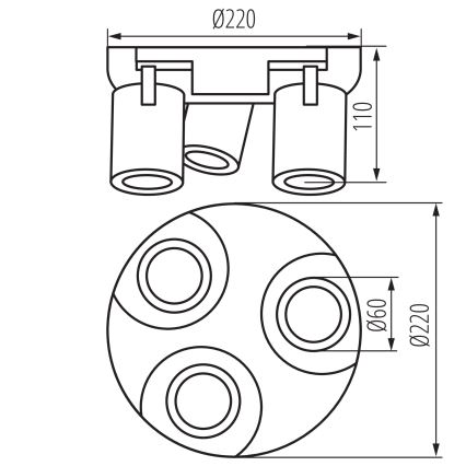 Spot svetiljka LAURIN 3xGU10/10W/230V mesing/crna