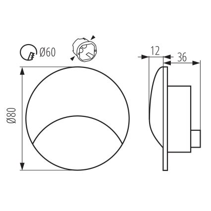 LED svetiljka za stepenište EXIN LED/2,5W/230V 3000K IP65 crna okrugla