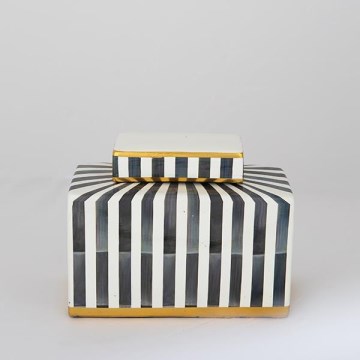 Keramička doza 20,5x16x9 cm plava/bela/crna