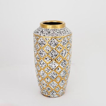 Keramička vaza 25x13 cm bela/zlatna/crna