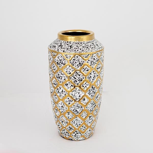 Keramička vaza 25x13 cm bela/zlatna/crno
