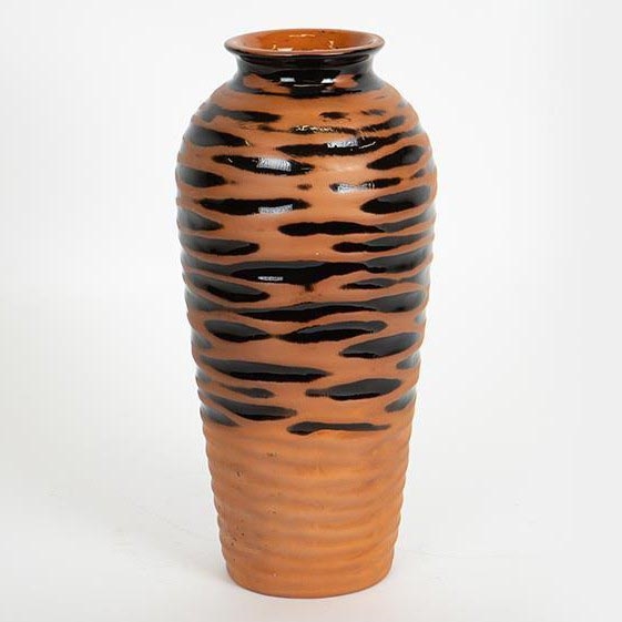 Keramička vaza 28,8x13,5 cm cigla/crno