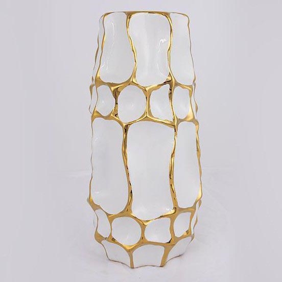 Keramička vaza 31,5x15,5 cm zlatna/bela