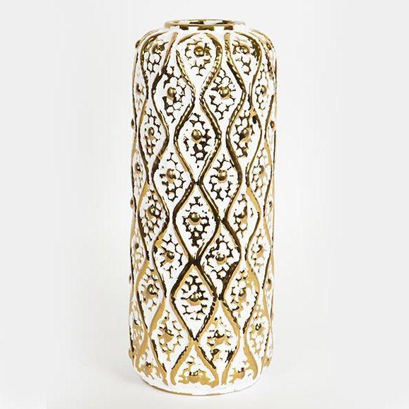 Keramička vaza 37x15 cm zlatna/bela