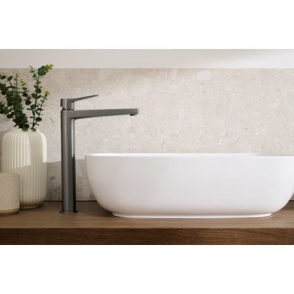 KFA Armatura 4522-712-61 - Slavina za umivaonik + odliv MALAGA 30,3 cm metalno siva