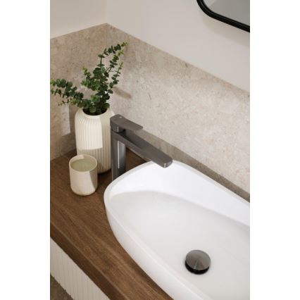 KFA Armatura 4522-712-61 - Slavina za umivaonik + odliv MALAGA 30,3 cm metalno siva