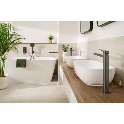 KFA Armatura 4522-712-61 - Slavina za umivaonik + odliv MALAGA 30,3 cm metalno siva