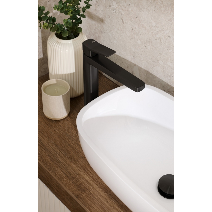 KFA Armatura 4522-815-81 - Baterija za umivaonik + izliv MALAGA 15,9 cm crna