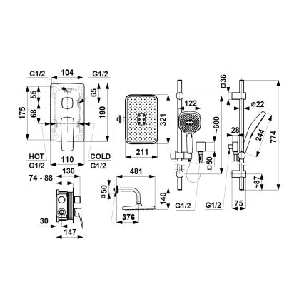 KFA Armatura 4529-301-34 - Tuš set sa ugradnom baterijom MALAGA ružičasto zlato