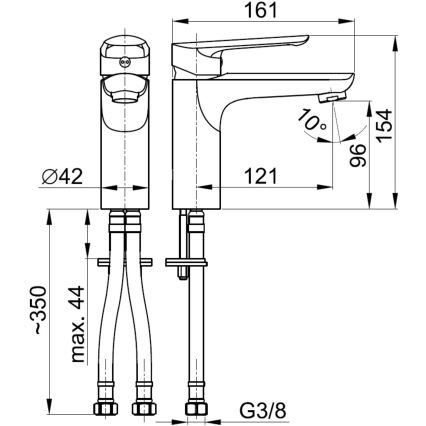 KFA Armatura 5022-815-00 - Slavina za lavabo + gornji deo sifona sa prelivom TANZANIT 15,4 cm mesing