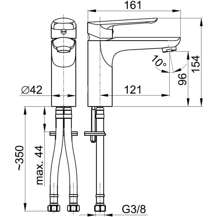KFA Armatura 5022-815-00 - Slavina za lavabo + gornji deo sifona sa prelivom TANZANIT 15,4 cm mesing