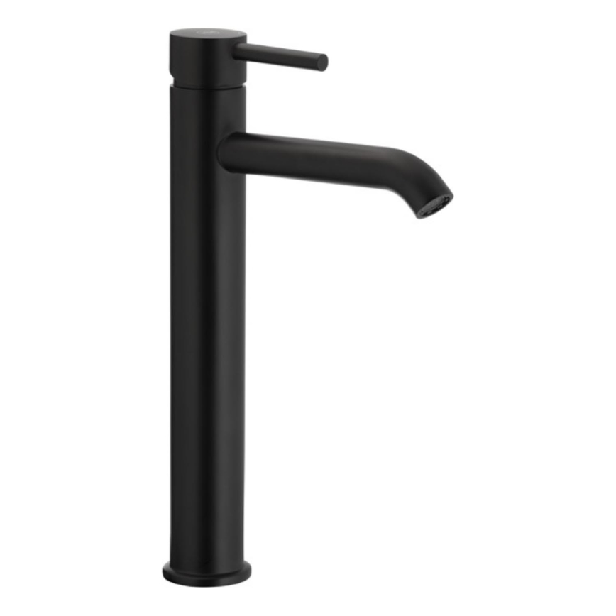 KFA Armatura 5032-612-81 - Slavina za lavabo + gornji deo sifona sa prelivom MOZA 33 cm matirana crno