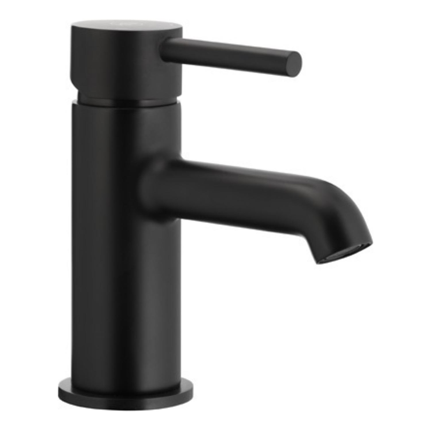 KFA Armatura 5032-815-81 - Slavina za lavabo + gornji deo sifona sa prelivom MOZA 15,2 cm matirana crno
