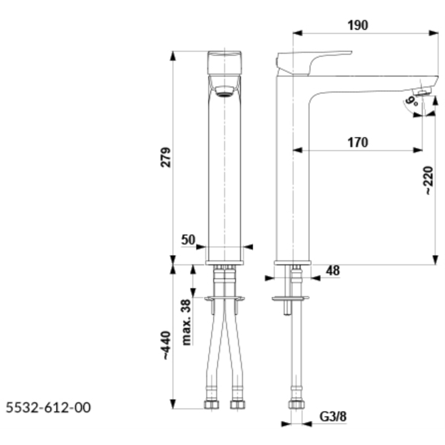 KFA Armatura 5532-612-00 - Slavina za lavabo MOKAIT 27,9 cm mesing