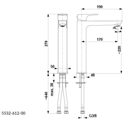 KFA Armatura 5532-612-81 - Slavina za lavabo MOKAIT 27,9 cm mesing/matirana crno