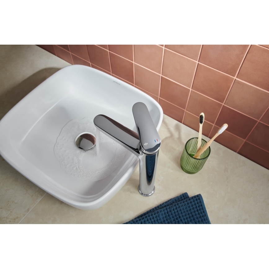 KFA Armatura 5552-712-00 - Slavina za lavabo + gornji deo sifona sa prelivom OTAVA 30,2 cm sjajni krom