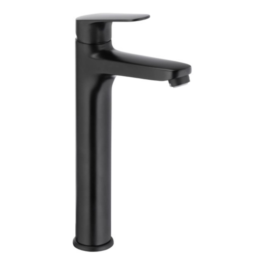 KFA Armatura 5552-712-81 - Slavina za lavabo + gornji deo sifona sa prelivom OTAVA 30,2 cm matirana crno