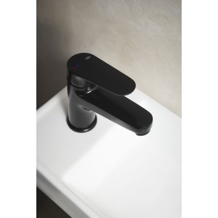 KFA Armatura 5552-815-81 - Slavina za lavabo + gornji deo sifona sa prelivom OTAVA 15 cm matirana crno