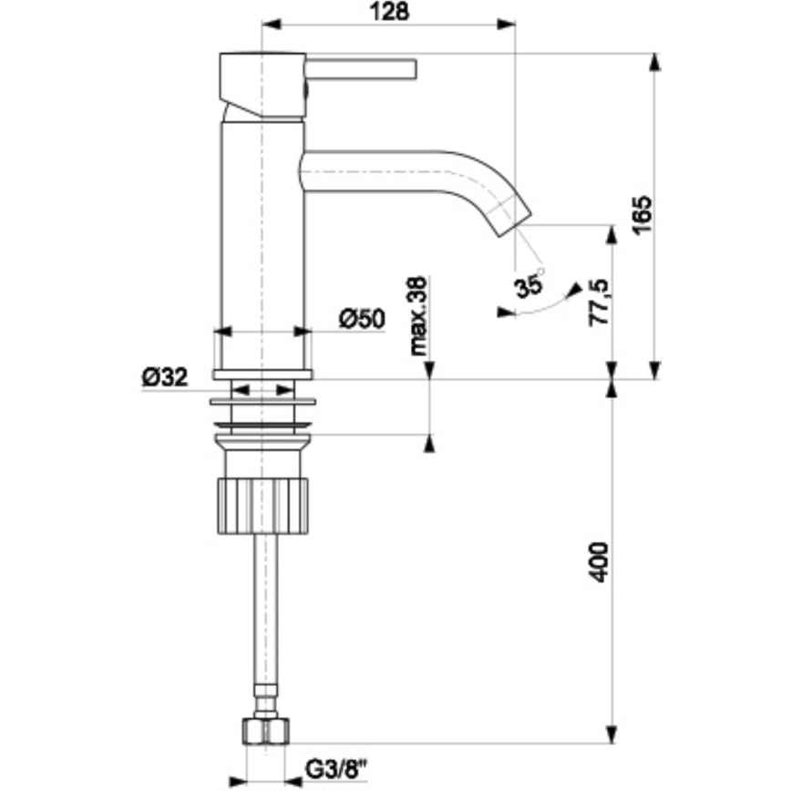 KFA Armatura 5822-815-81 - Slavina za lavabo + gornji deo sifona NEDA 16,5 cm mesing/matirana crno