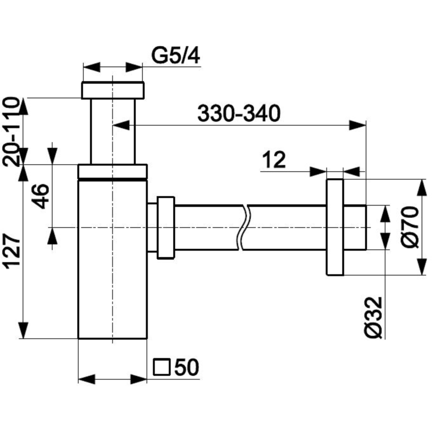 KFA Armatura 600-002-00 - Kvadratni sifon za umivaonik, sjajni hrom