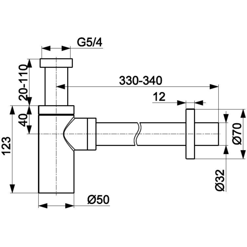 KFA Armatura 600-003-00 - Okrugli sifon za lavabo sjajni krom