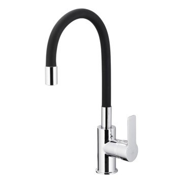 KFA Armatura 6553-915-00 - Slavina za sudoperu sa fleksibilnim izlivom RUMBA, 40,5 cm, crna/sjajni hrom