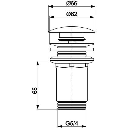 KFA Armatura 660-253-00 - Slivnik za lavabo bez preliva CLICK-CLACK, prečnik 6,6 cm, sjajni hrom