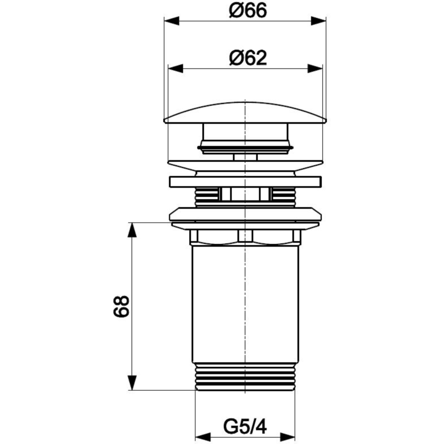 KFA Armatura 660-254-81 - Otpad iz slivnika sa preljevom CLICK-CLACK pr. 6,6 cm mesing/matirana crno