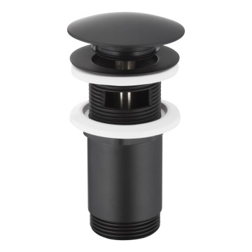 KFA Armatura 660-254-81 - Slivnik za lavabo sa prelivom CLICK-CLACK, prečnik 6,6 cm, mesing/mat crna