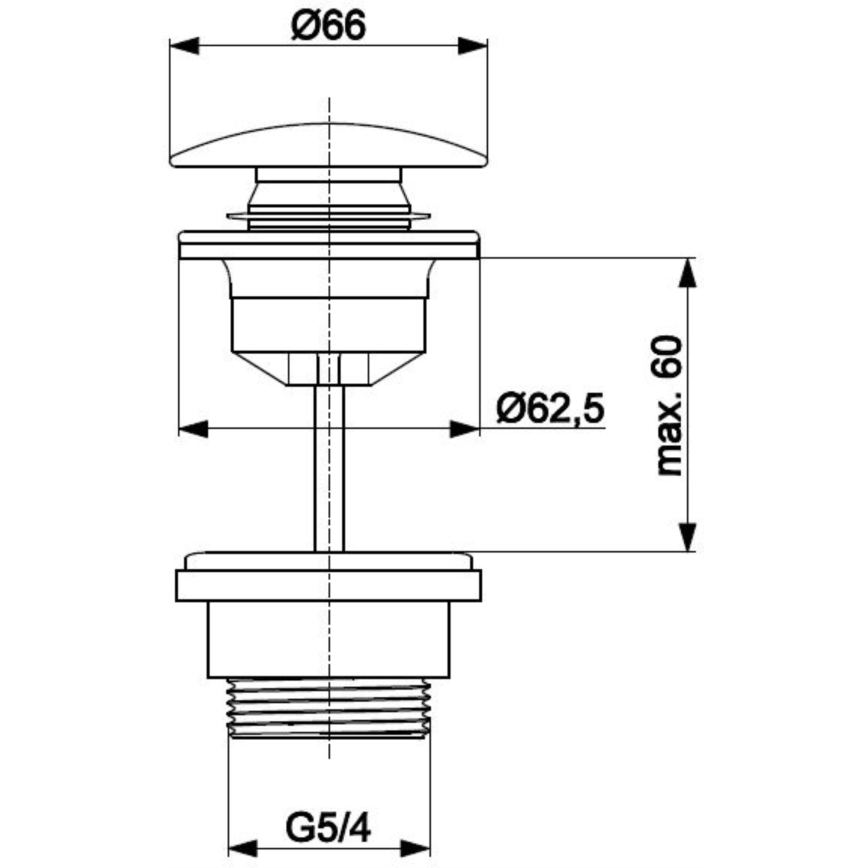 KFA Armatura 660-320-81 - CLICK-CLACK slivnik za umivaonik, prečnik 6,6 cm, nerđajući čelik / mat crna