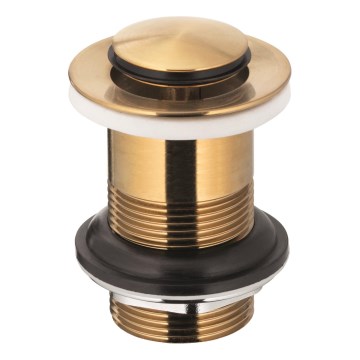 KFA Armatura 660-353-31 - Slivnik za lavabo bez preliva CLICK-CLACK, prečnik 6,2 cm, mesing/brušeno zlato