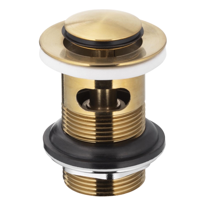 KFA Armatura 660-354-31 - Odliv za umivaonik sa preljevom i CLICK-CLACK zatvaračem, prečnik 6,2 cm, mesing/brušeno zlato