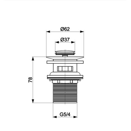 KFA Armatura 660-354-81 - Otpad iz slivnika sa preljevom CLICK-CLACK pr. 6,2 cm mesing/matirana crno