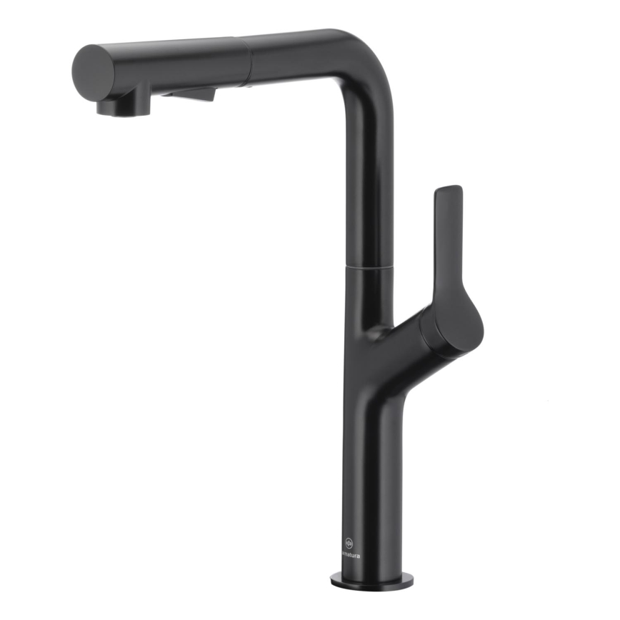 KFA Armatura 6623-220-81 - Slavina za sudoperu sa izvlačivom ručnom prskalicom DUERO DESIGN, nerđajući čelik/mat crna