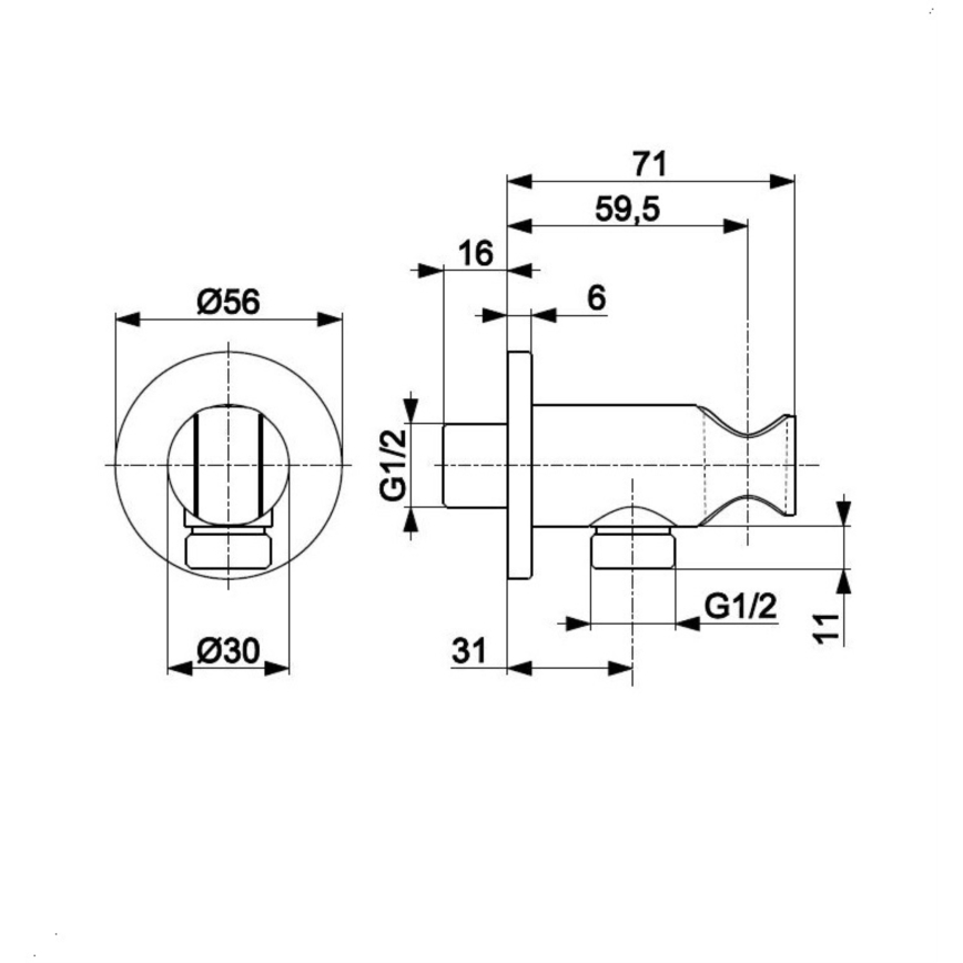 KFA Armatura 845-053-81 - Okrugli držač tuša sa izvodom MOZA mesing/mat crna