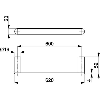 KFA Armatura 864-027-00 - Zidni držač za peškire 62 cm, sjajni hrom